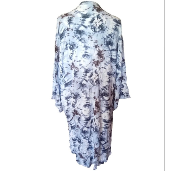 143 Story Blue Tye Dye Open Front Kimono / Cover Up Size Large - Picture 2 of 9